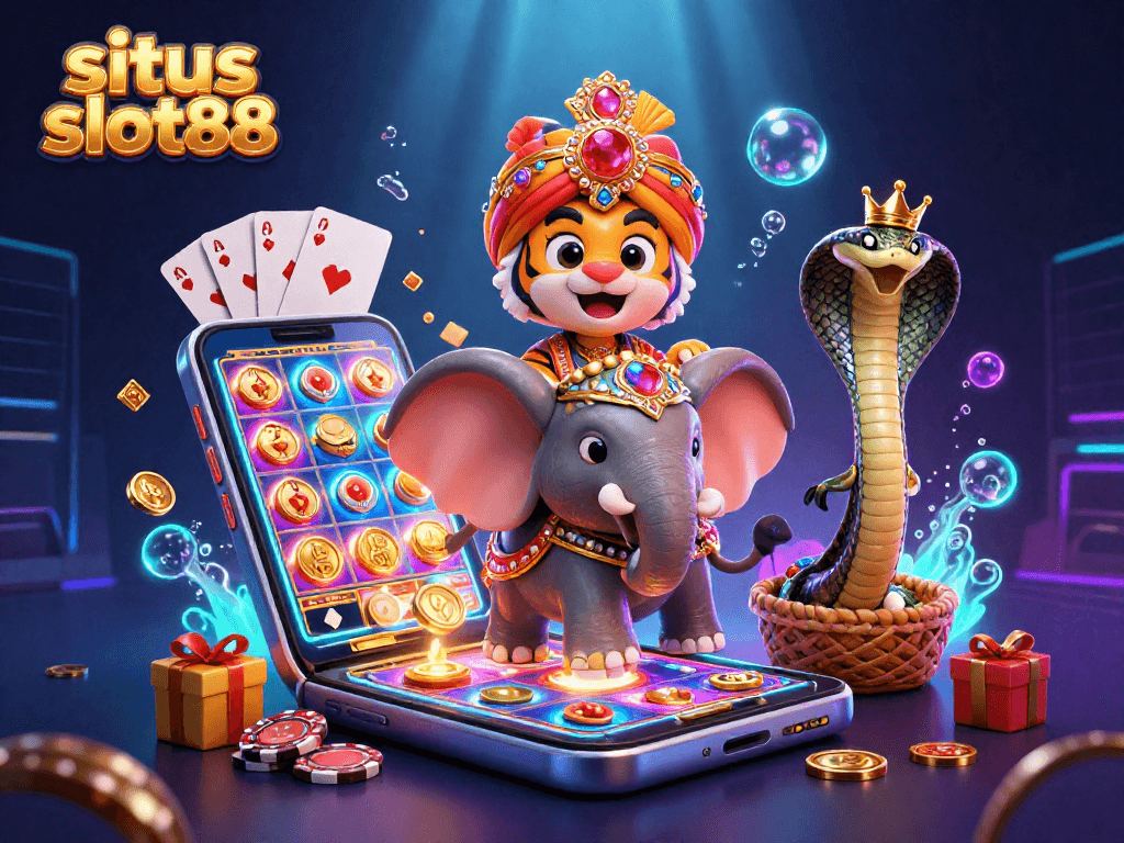 Situs slot88 offers an exciting online experience with vibrant game illustrations and engaging design elements.