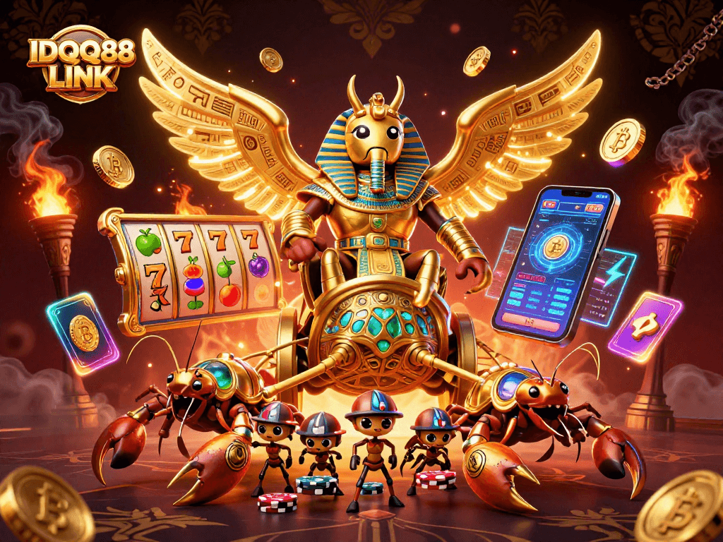 Engage with IDQQ88 LINK to boost your slot gaming experience with our vibrant illustration.