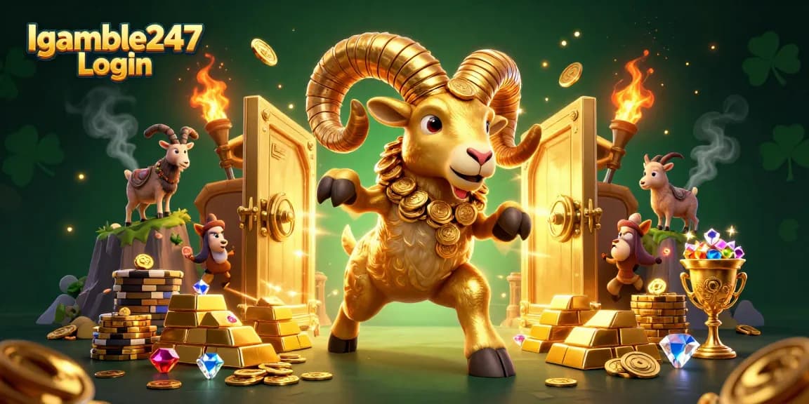 Play Igamble247 Login for a chance to win big with vibrant 3D casino illustration elements.
