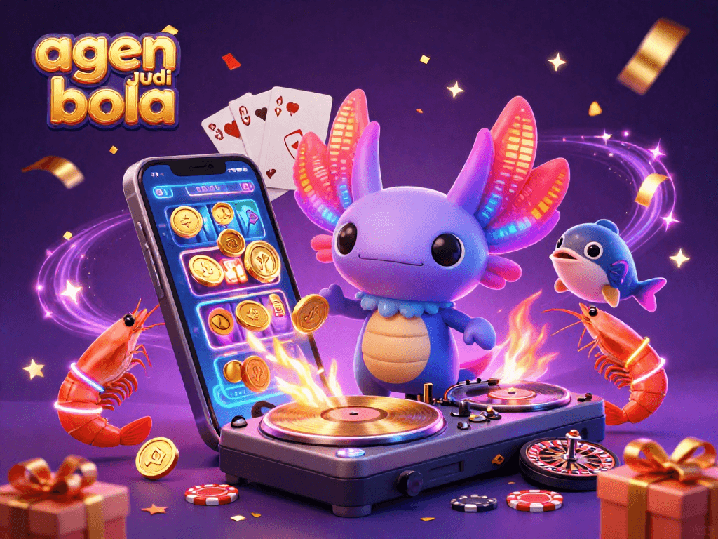 Engage in thrilling "agen judi bola" action with vibrant characters and dynamic gambling elements.
