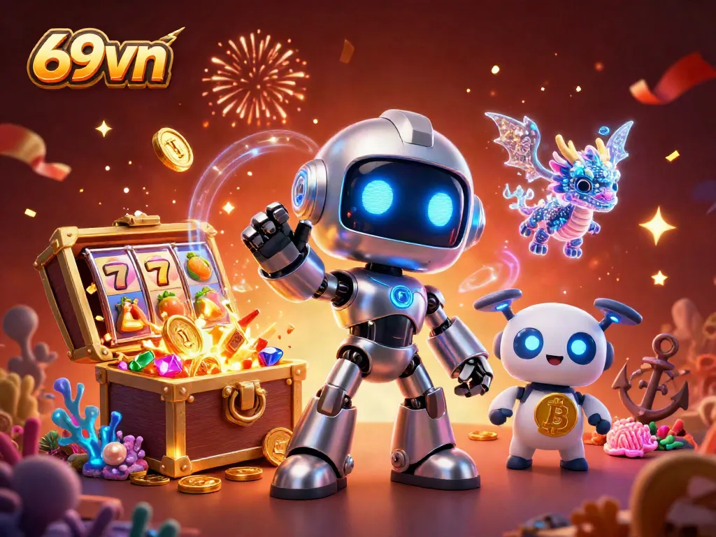 Experience thrilling winning moments with 69vn's vibrant casino gaming illustration featuring exciting slot elements.