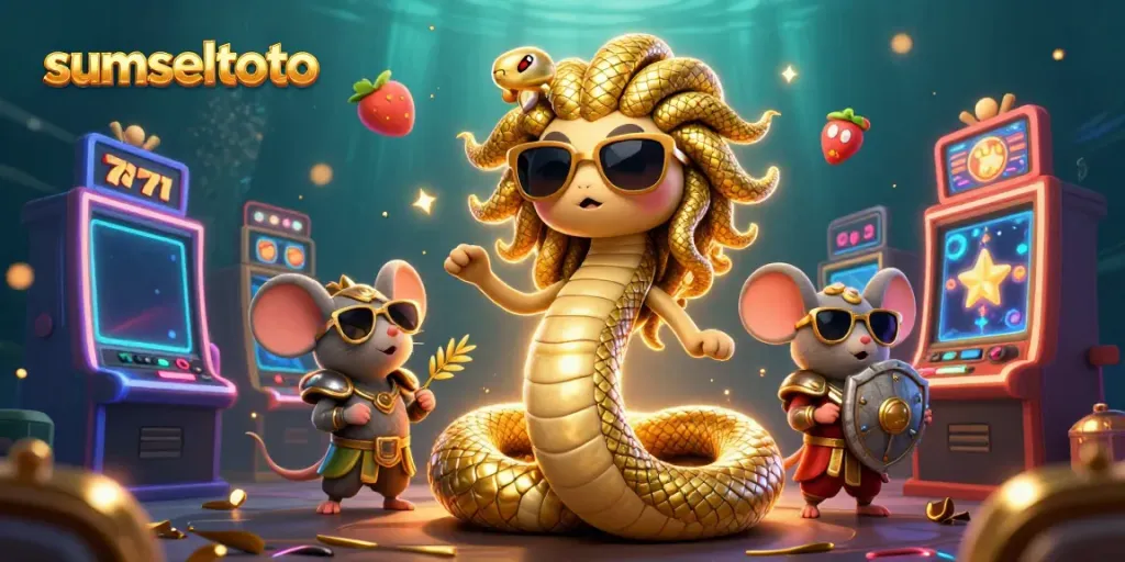 Experience the excitement of sumseltoto with our vibrant casino illustration featuring colorful slot machines and fun characters.