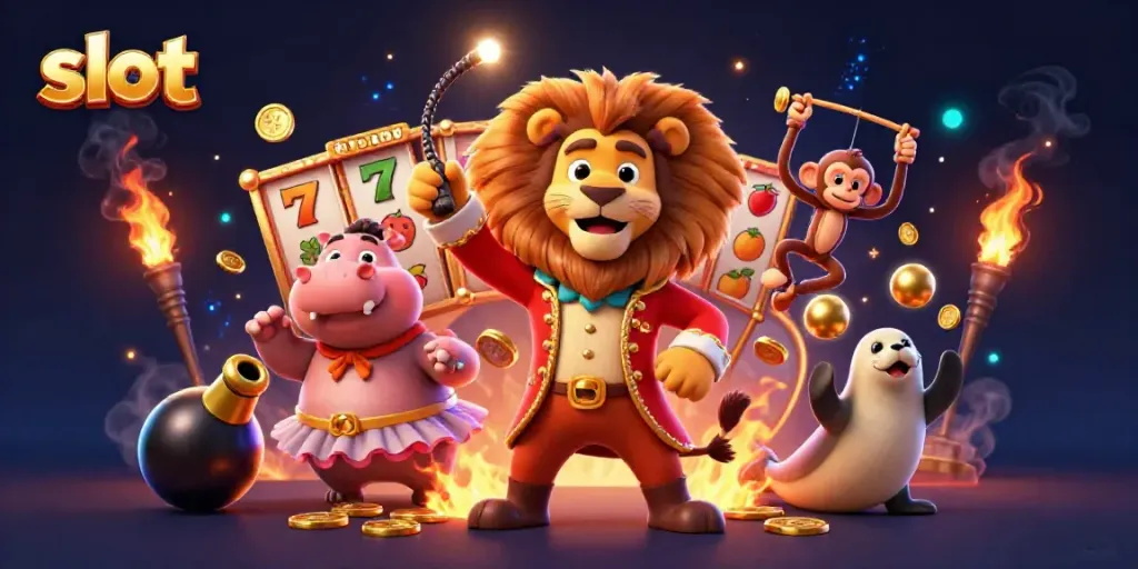 Win big with thrilling slot games featuring dazzling circus characters.