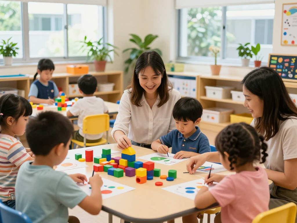 Children engaged in creative learning at the best international preschool Singapore, showcasing vibrant classroom activities that foster holistic development.