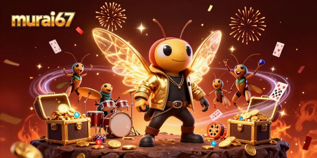 Joining the excitement of murai67, this vibrant casino-themed scene captures animated characters reveling in treasure.