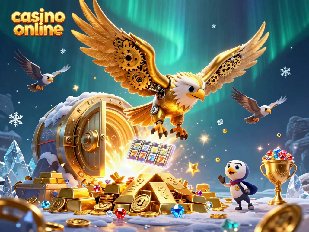 Engage with top slots gameplay at this vibrant casino online illustration featuring a golden eagle.
