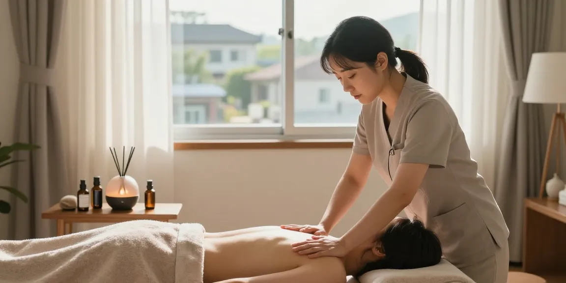 Experience the calming atmosphere of 은평구출장안마 with a professional massage therapy session in a soothing home setting.