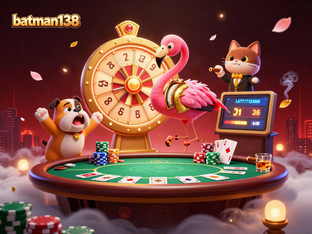 Win big at batman138 with an exciting game show scene full of prizes and poker action.