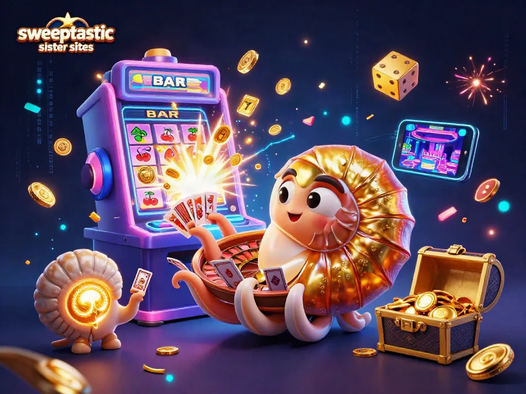 Sweepstakes gaming excitement unfolds with top swooping characters at sweeptastic sister sites.