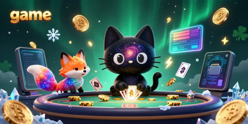 Experience the vibrant world of gaming with a cosmic twist featuring a black hole cat and nebula fox.