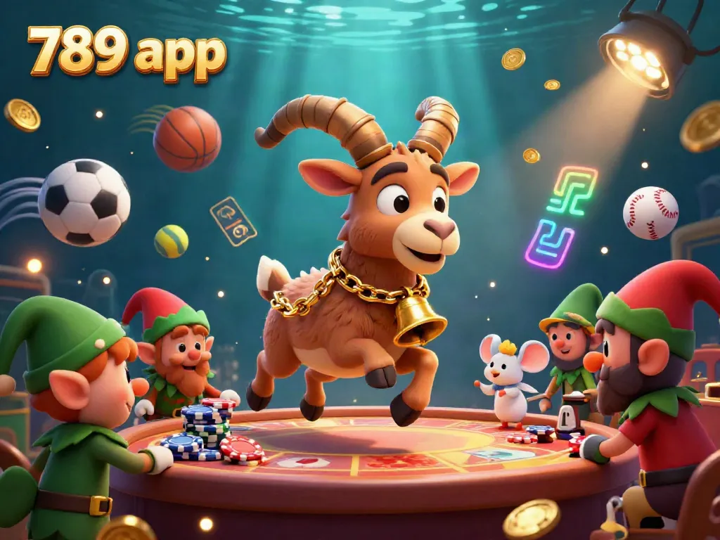 Experience the excitement of the 789 app with playful characters in a festive casino scene.