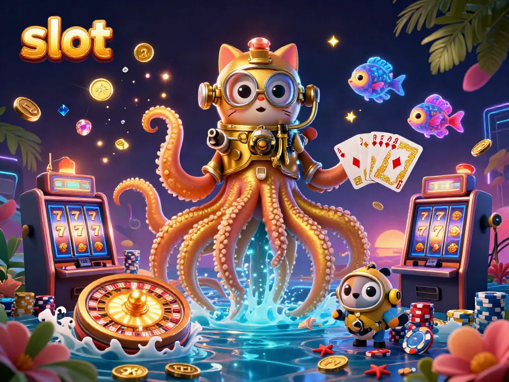 Slot kreatif dengan mesin slot 7 beruntung dan karakter menarik di lautan harta karun.