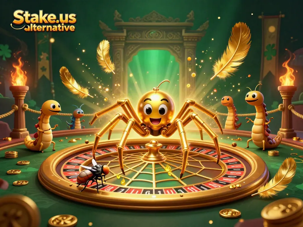 Engage in thrilling gameplay with the stake.us alternative, featuring a vibrant 3D casino scene.