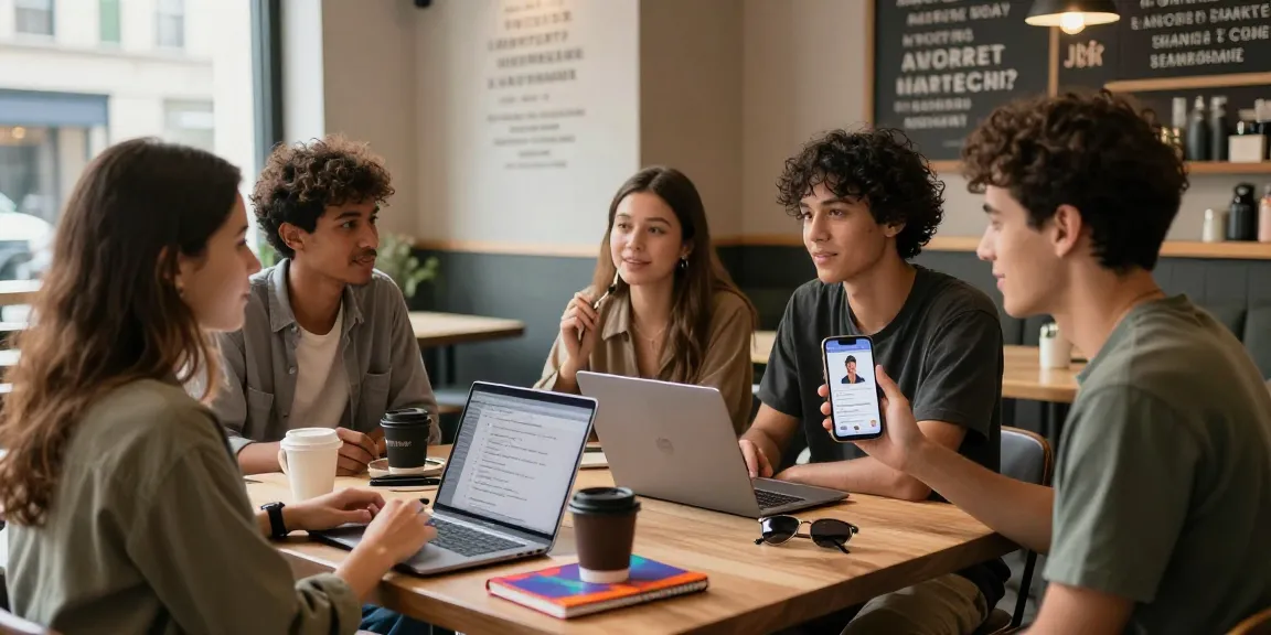 Discussing the test of attractiveness in a trendy coffee shop setting.