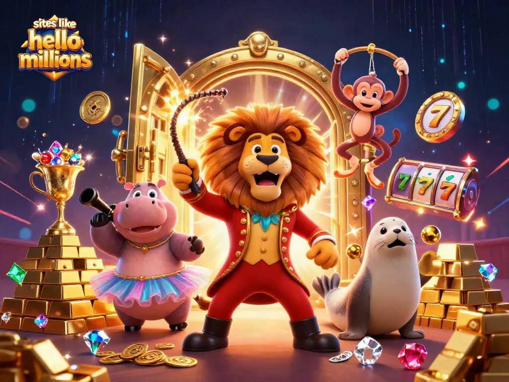 Spin to win at sites like hello millions with vivid 3D illustrations of fun casino elements.