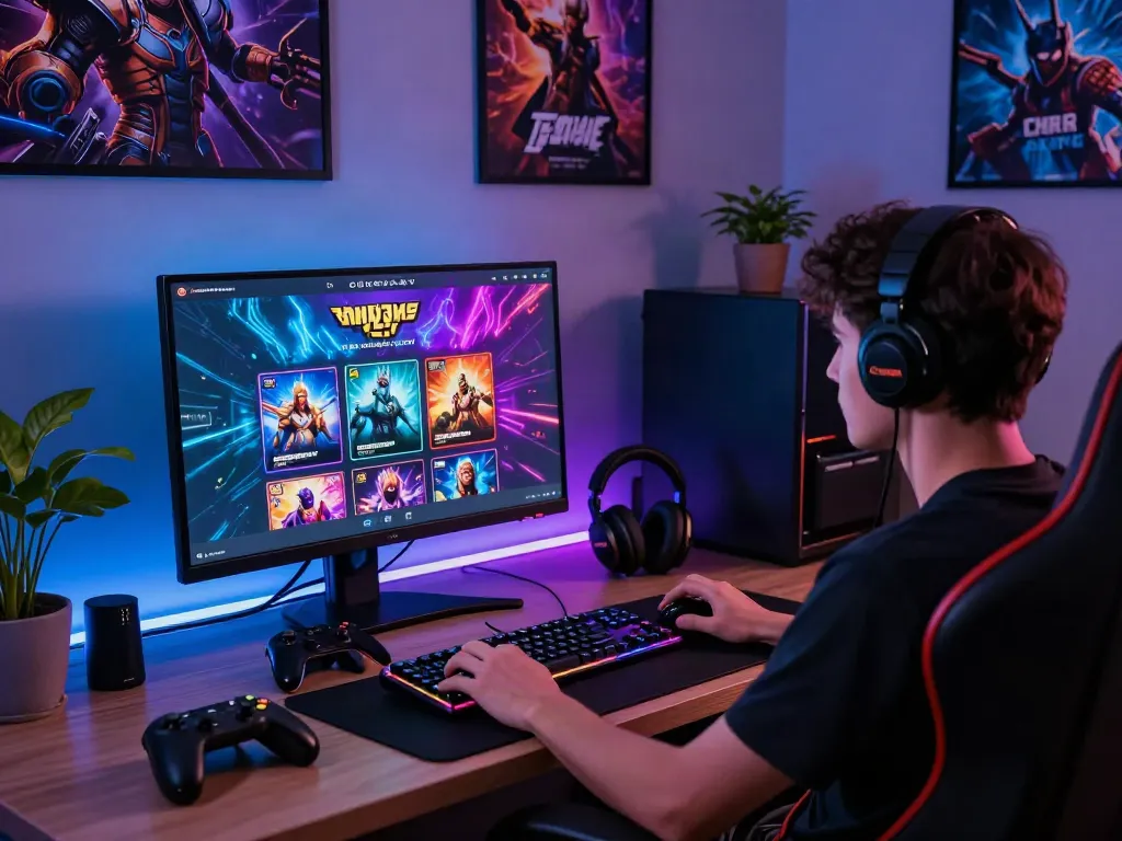 Pengguna KANJENGSLOT bermain game online dalam suasana gaming yang modern dan menarik.