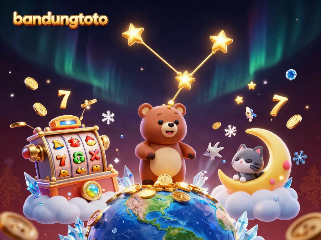 Experience the thrills of bandungtoto with vibrant slot elements and a magical night sky.