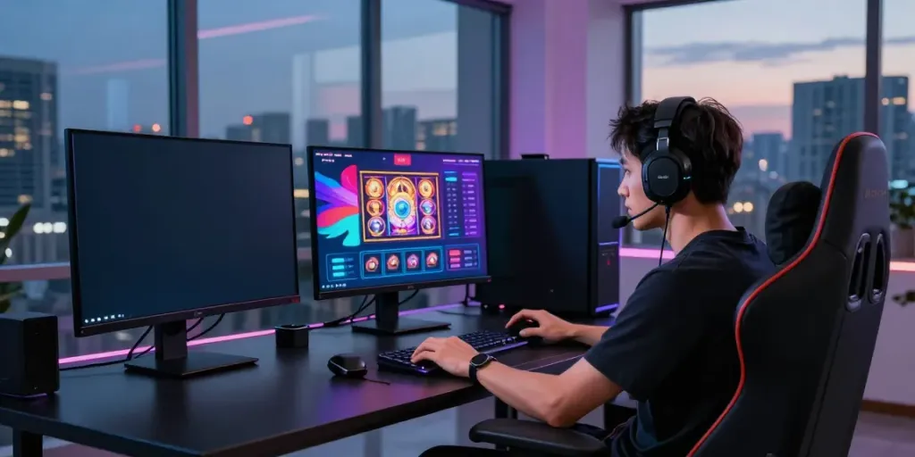Luxury333 engaging gaming setup with vibrant visuals and immersive atmosphere.